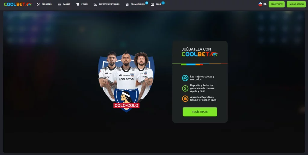 Coolbet Chile logo with vibrant colors and a dynamic casino theme